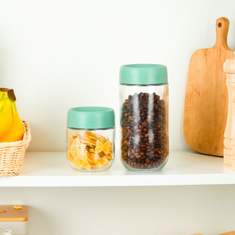bpa-free clear top glass food storage jar with magnifying lid kitchenware storage canister pantry containers