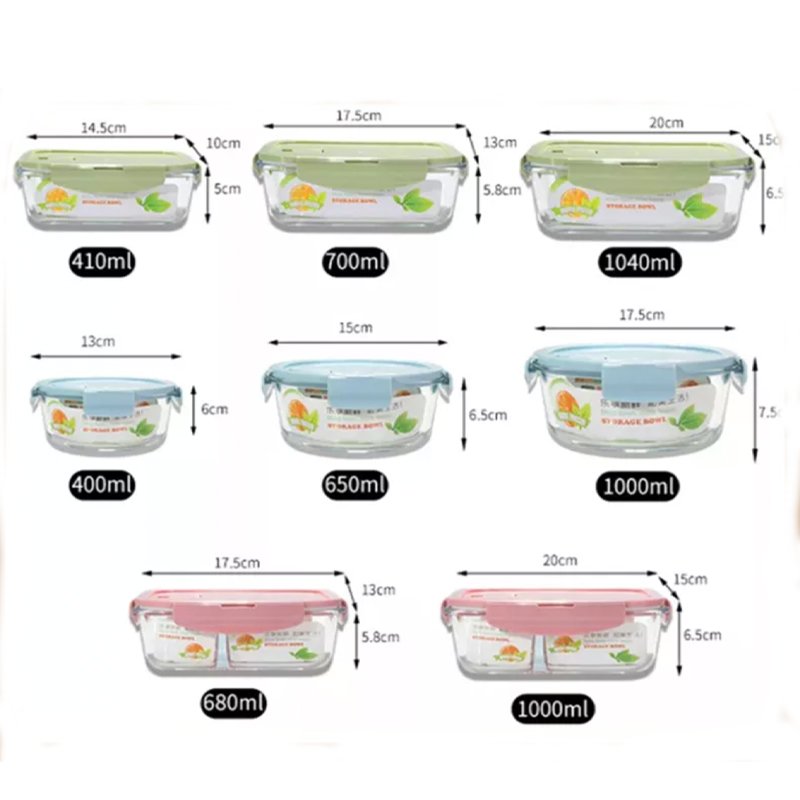 Microwave 700ML Safe Wholesale Adult Lunch Box Borosilicate Glass Food Storage Container With Plastic Lid