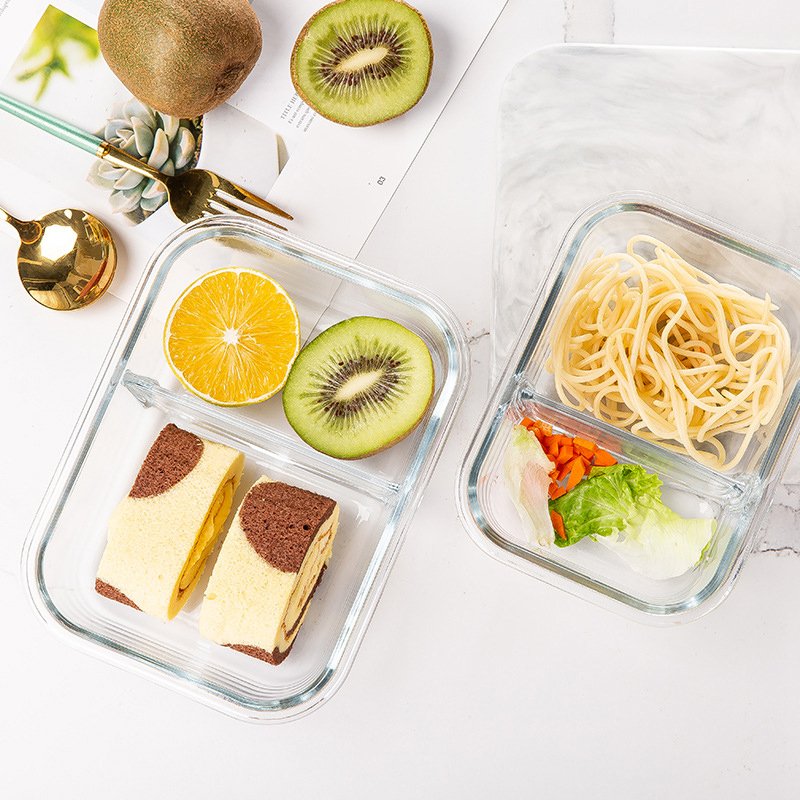 Microwave 700ML Safe Wholesale Adult Lunch Box Borosilicate Glass Food Storage Container With Plastic Lid
