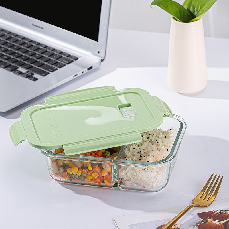 Microwave 700ML Safe Wholesale Adult Lunch Box Borosilicate Glass Food Storage Container With Plastic Lid