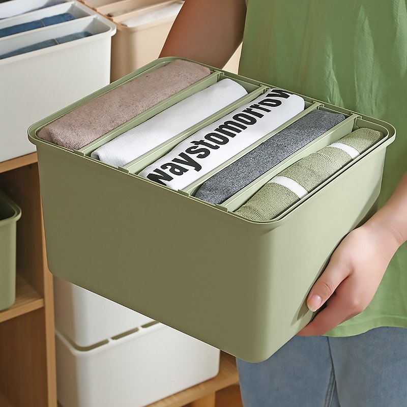 Eco Friendly Pants Folding Grids Space Saving Plastic Wardrobe Jeans Clothing Drawer Organizer Storage Box