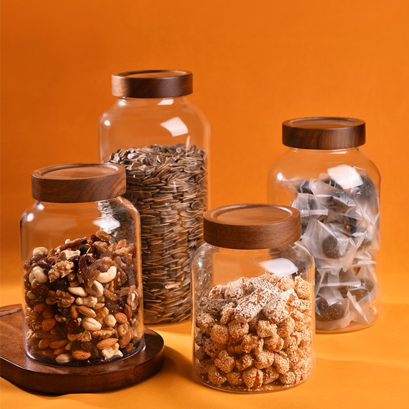 wholesale large size wide mouth and heat resistant empty glass food storage jar mini round shape glass jam jelly glass jar