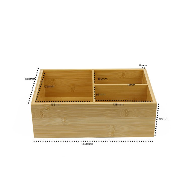 Creative Living Room Tray Bamboo Candy Nut Snack Storage Box Dried Fruit Box Container 3 Compartment