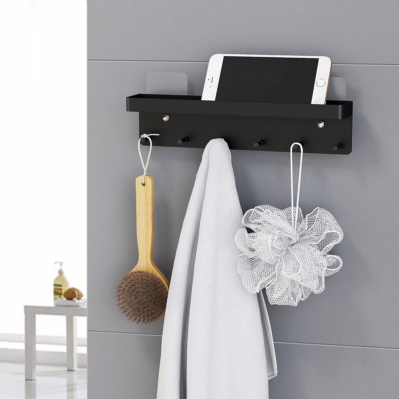 Wall Mount Entryway Storage Organizer Bronze Mail Sorter Basket key holder metal with 6 Hooks