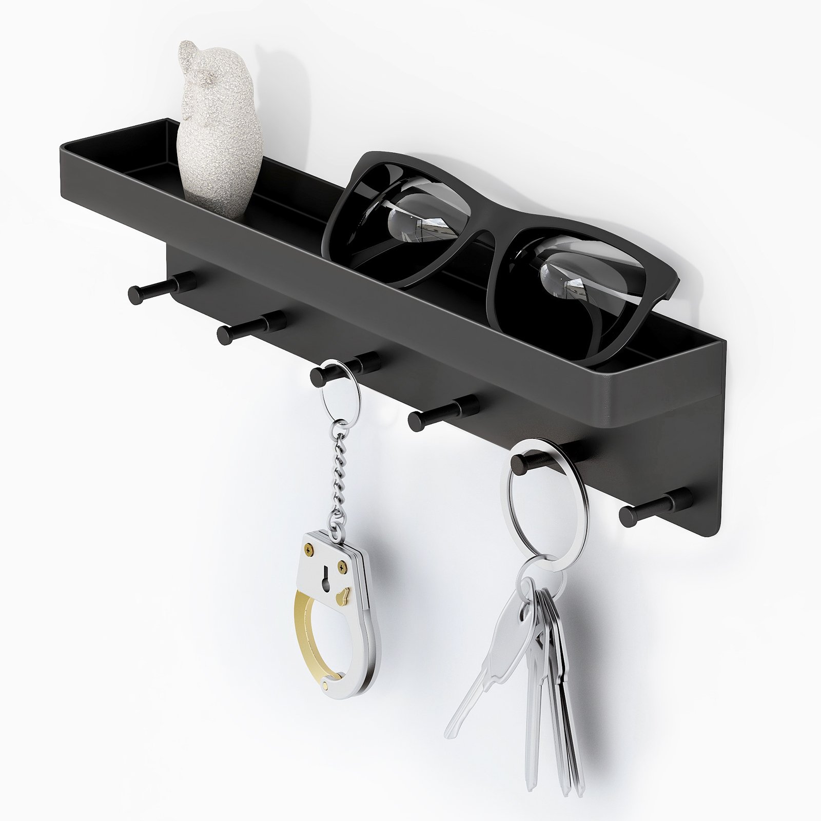 Wall Mount Entryway Storage Organizer Bronze Mail Sorter Basket key holder metal with 6 Hooks