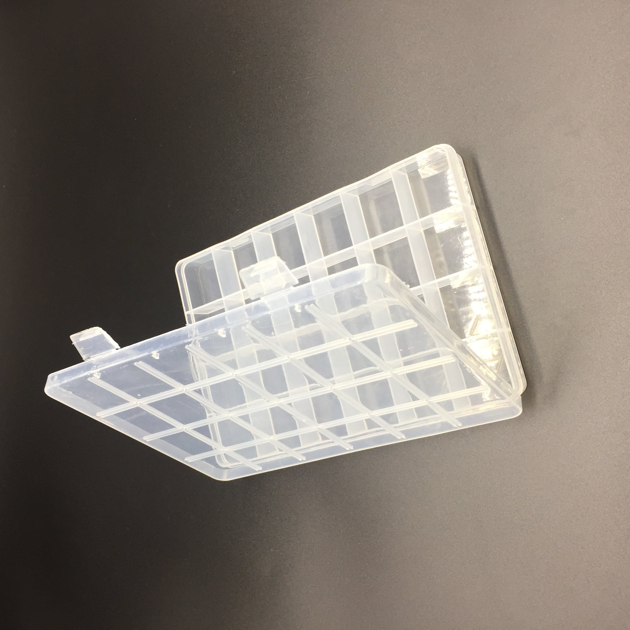 Clear divided hinged keyway plastic storage organizer box with dividers keyway plastic storage box