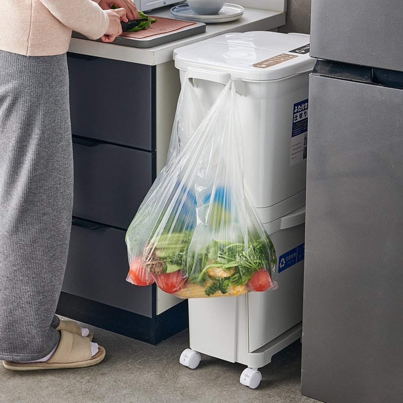Hot Selling Storage Boxes & Bins Custom Logo OEM 3 Compartment Classified Trash Can Plastic Household Kitchen Garbage Can
