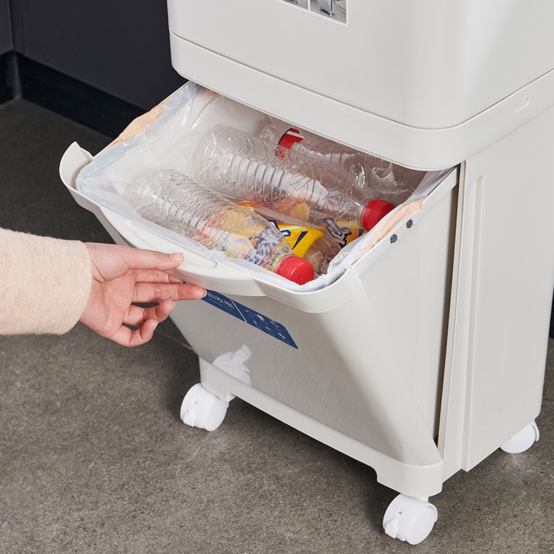Hot Selling Storage Boxes & Bins Custom Logo OEM 3 Compartment Classified Trash Can Plastic Household Kitchen Garbage Can