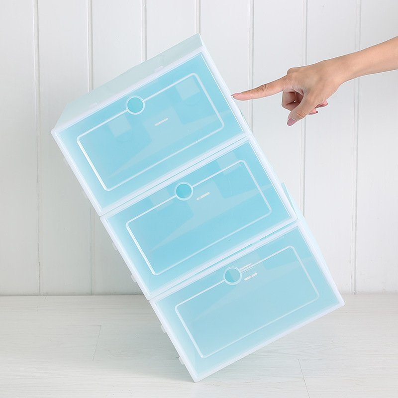 Factory Transparent Shoe Box Shoes Organizers Plastic Thickened Foldable Dustproof Storage Box Stackable Combined Shoe Cabinet