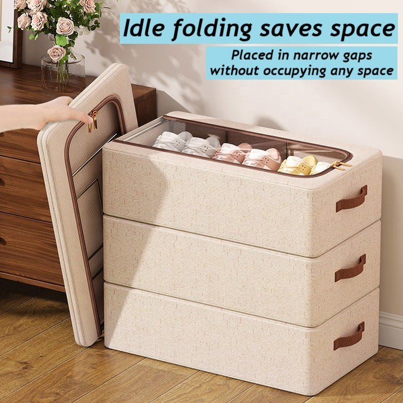 Clear Shoe Storage Boxes Cloth Storage Organiser Basket with Cover Linens Fabric Dust Free Shoe Storage Organizer