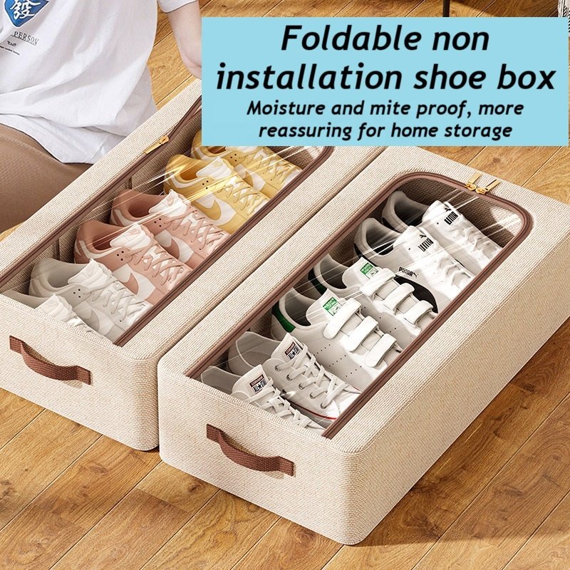 Clear Shoe Storage Boxes Cloth Storage Organiser Basket with Cover Linens Fabric Dust Free Shoe Storage Organizer