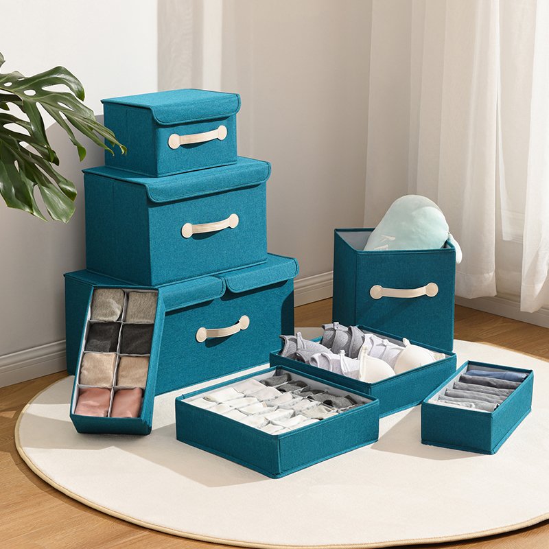 Foldable Bra Socks Panties Storages Closet Drawer Organizer 7 grids Separated Underwear Storage Box for Dormitory