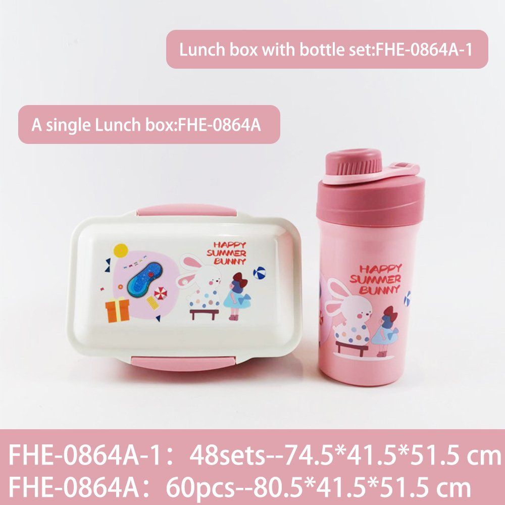 Custom Biodegradable BPA-Free Japanese Bento Lunch Box Water Bottle Set 2 Compartment Food Container for Students School kids