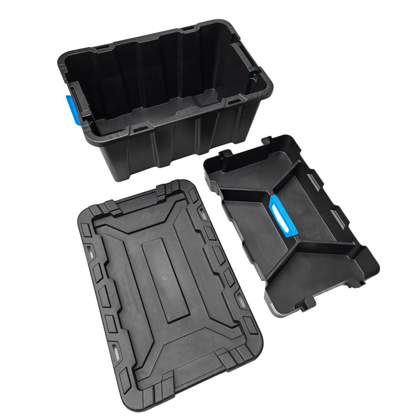 Stackable colorful 40l heavy duty plastic storage box with handle