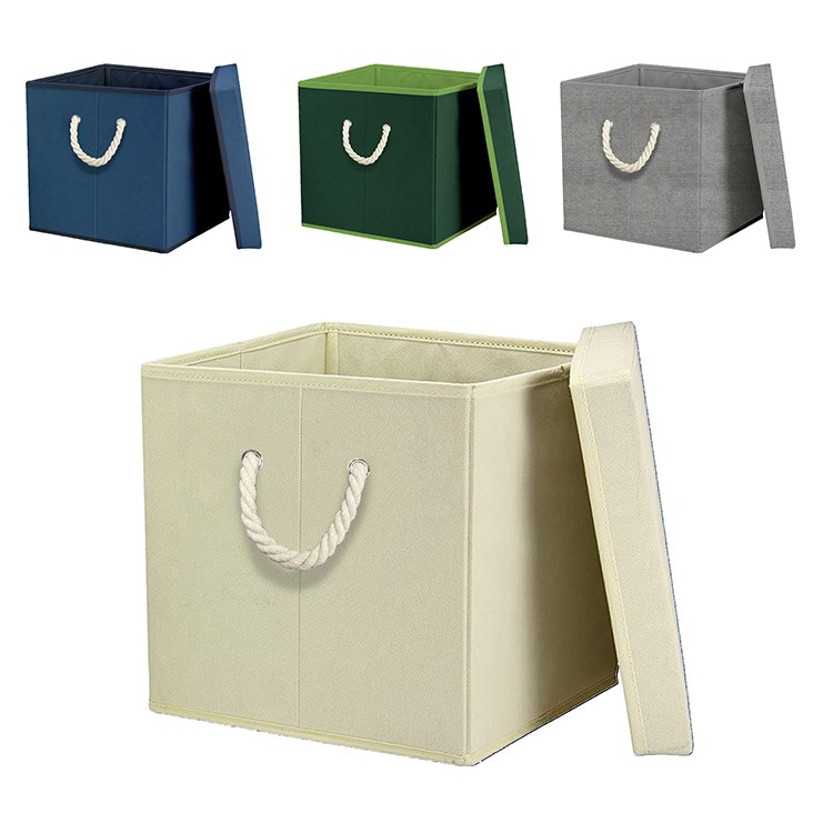 Hot Sales 30 x 30 x 30 Fabric Storage Organizer Bins Foldable Clothes Storage Boxes Bins With Cotton Rope Handle