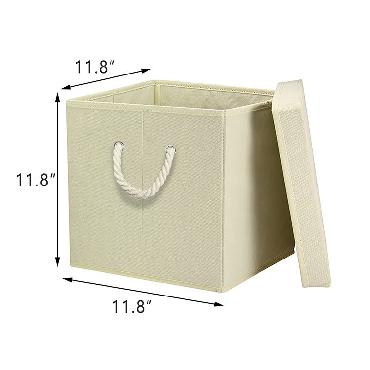 Hot Sales 30 x 30 x 30 Fabric Storage Organizer Bins Foldable Clothes Storage Boxes Bins With Cotton Rope Handle