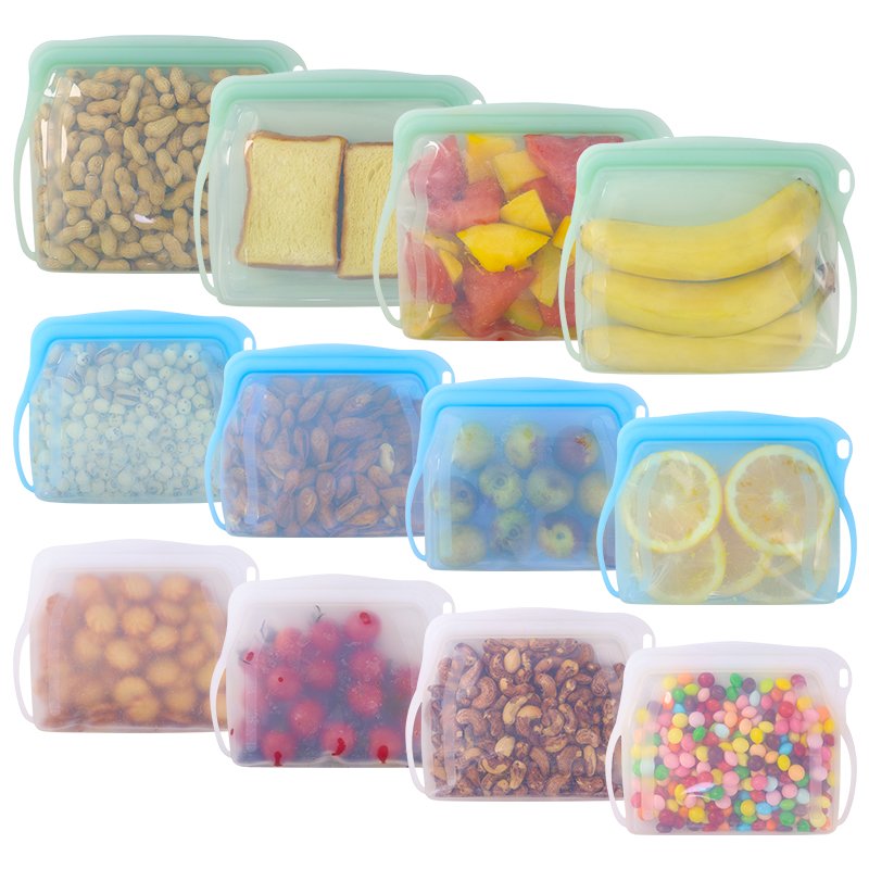 The Best Reusable Silicone Snack Bags and Storage Zip Lock Bag Sealer Small Food Storage Containers Silica Gel Fresh-Keeping Bag