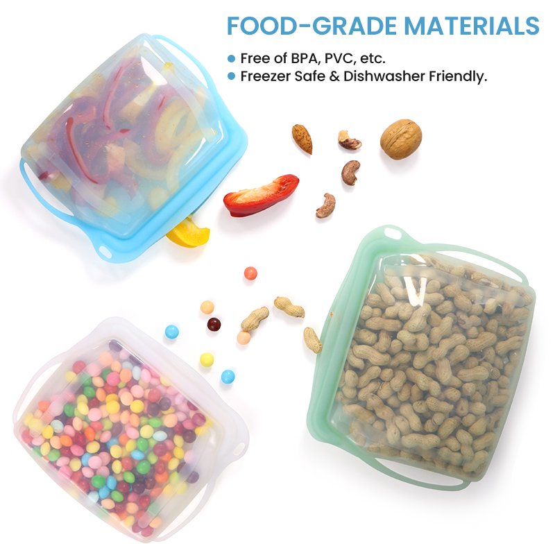 The Best Reusable Silicone Snack Bags and Storage Zip Lock Bag Sealer Small Food Storage Containers Silica Gel Fresh-Keeping Bag