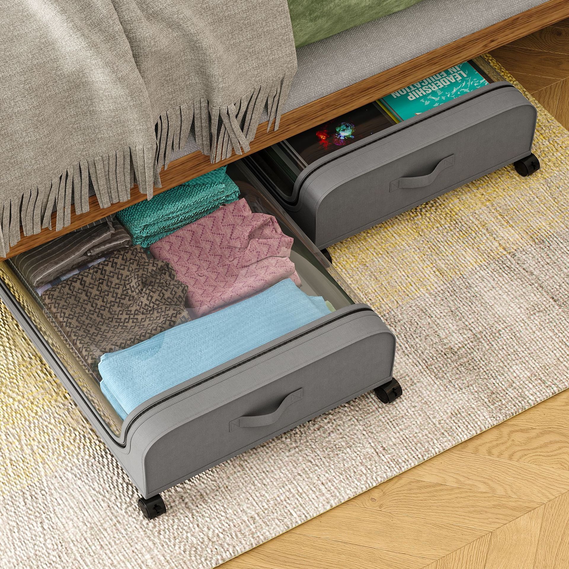 Underbed Storage box For Portable Foldable Quilt Bag Wardrobe Clothes Storage Box Dustproof Organizer Large Capacity