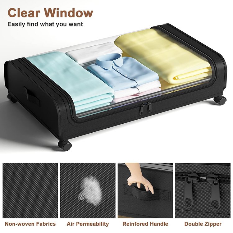 Underbed Storage box For Portable Foldable Quilt Bag Wardrobe Clothes Storage Box Dustproof Organizer Large Capacity