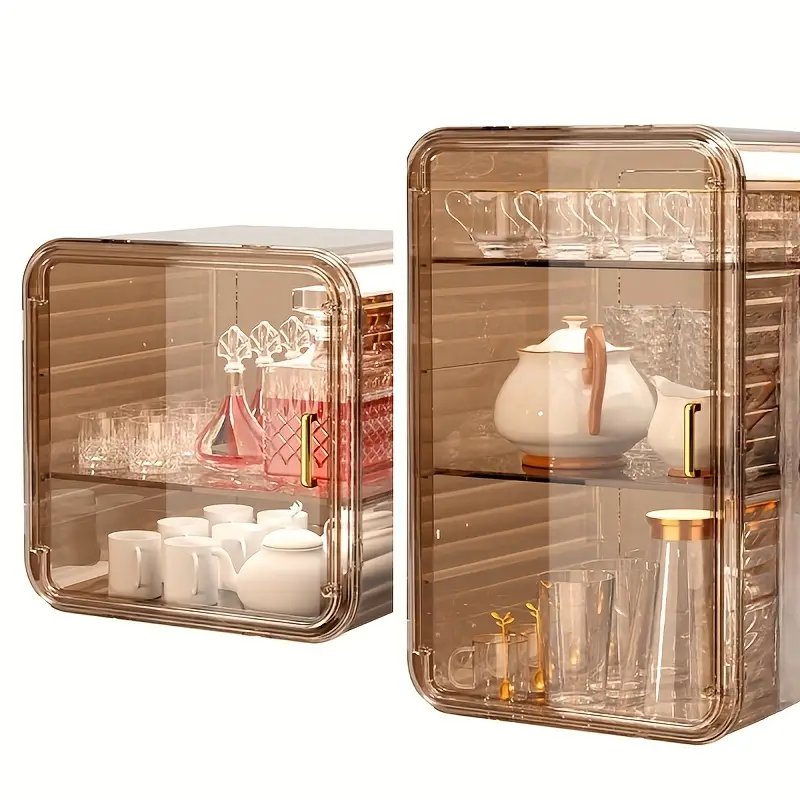 Modern PET Plastic Skincare Organizer Portable Makeup and Cosmetic Display Case for Dorm Bathroom or Room Use Eco-Friendly