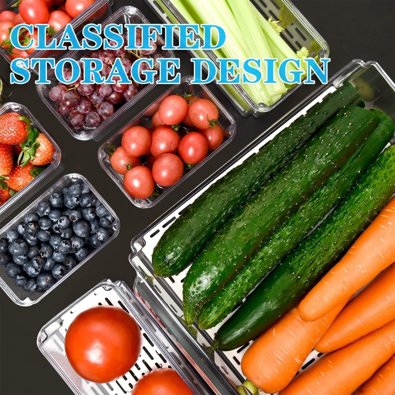 Stackable Food Plastic Storage Container Saver Container For Fridge To Keep Fruits Vegetables