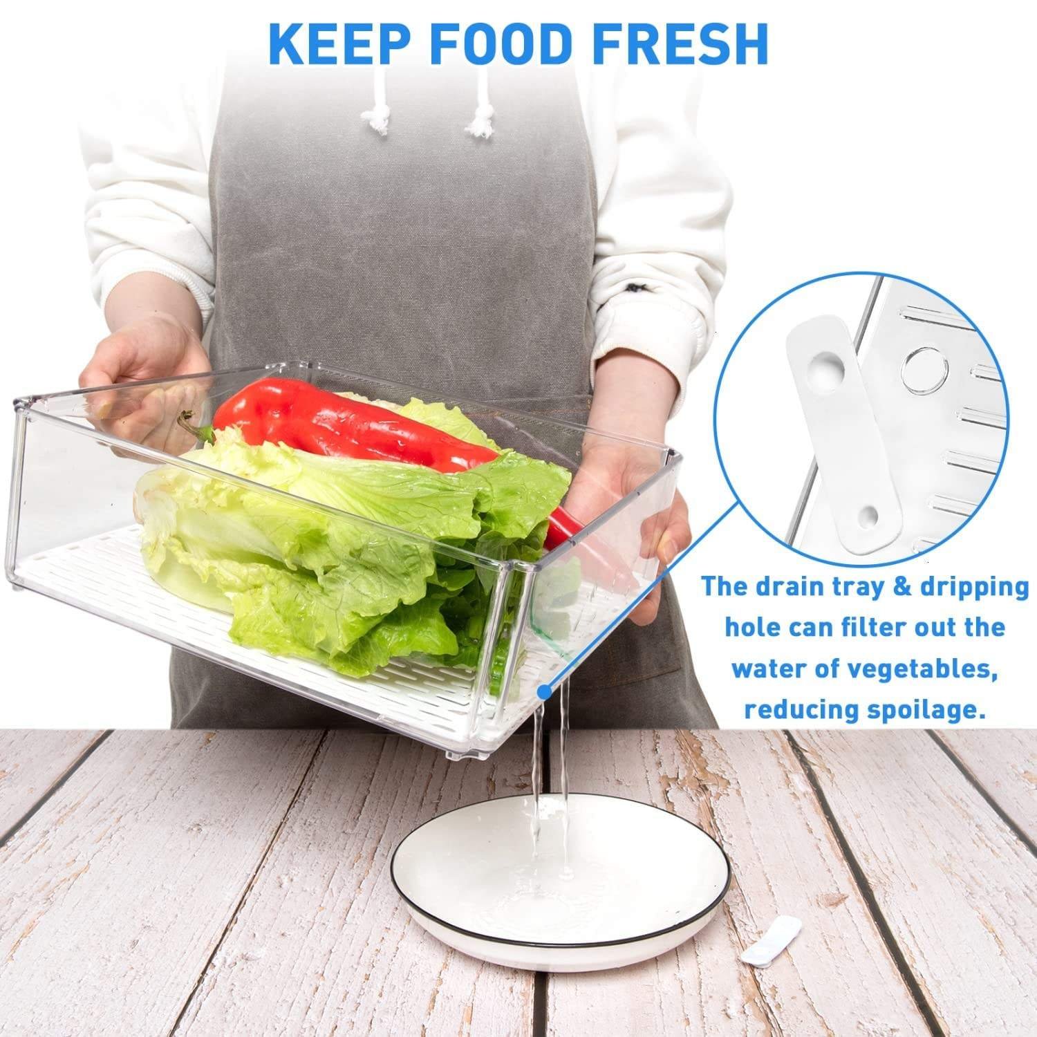 Stackable Food Plastic Storage Container Saver Container For Fridge To Keep Fruits Vegetables