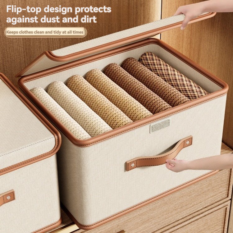 Stackable Oxford Fabric Wardrobe Drawer Sock Underwear Organizer with Lid for Pants Jeans Clothes Storage