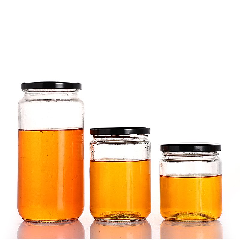 Factory Price Clear Empty Wide Mouth Custom Jam Honey Food Kitchen Glass Storage Jar Set with Lids