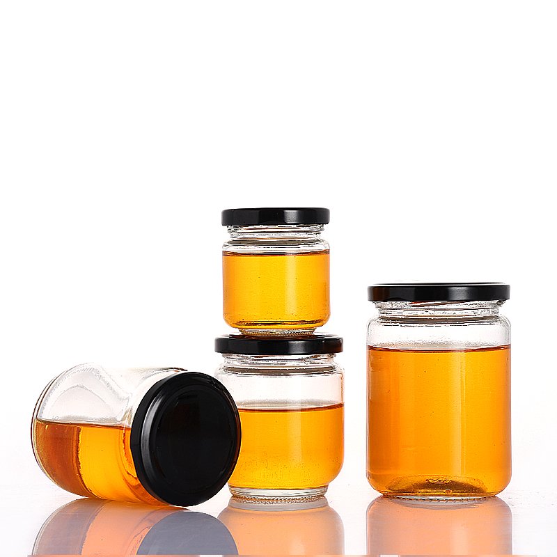 Factory Price Clear Empty Wide Mouth Custom Jam Honey Food Kitchen Glass Storage Jar Set with Lids