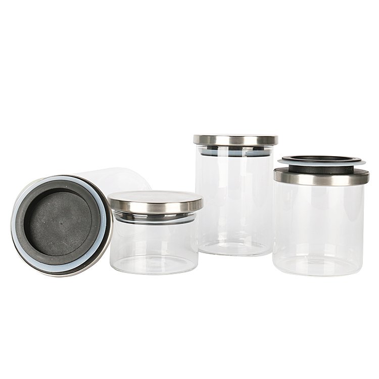 Moistureproof Borosilicate Glass Food Storage Jar with Stainless Steel Lid - Airtight and Durable