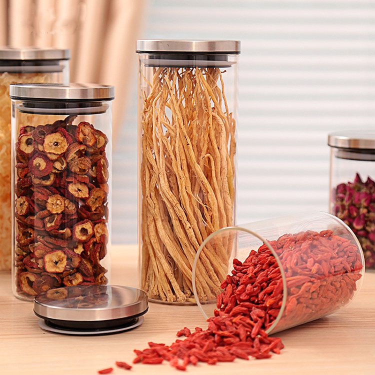Moistureproof Borosilicate Glass Food Storage Jar with Stainless Steel Lid - Airtight and Durable