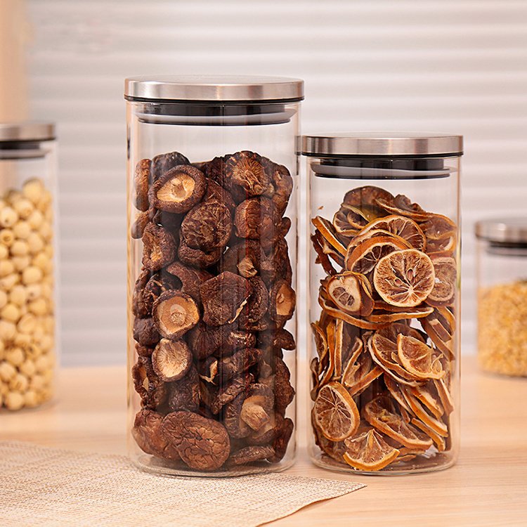 Moistureproof Borosilicate Glass Food Storage Jar with Stainless Steel Lid - Airtight and Durable
