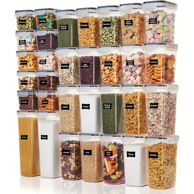 Airtight Food Storage Containers with Lids Clear Pantry Canister Set for Kitchen Organization for Flour Sugar Different Sizes