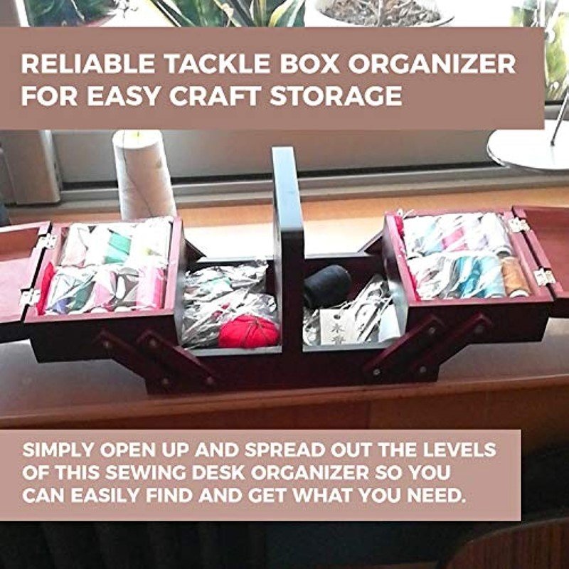 professional Expandable wooden needle sewing basket organizer storage boxes for thread spools embroidery quilting cross stitch