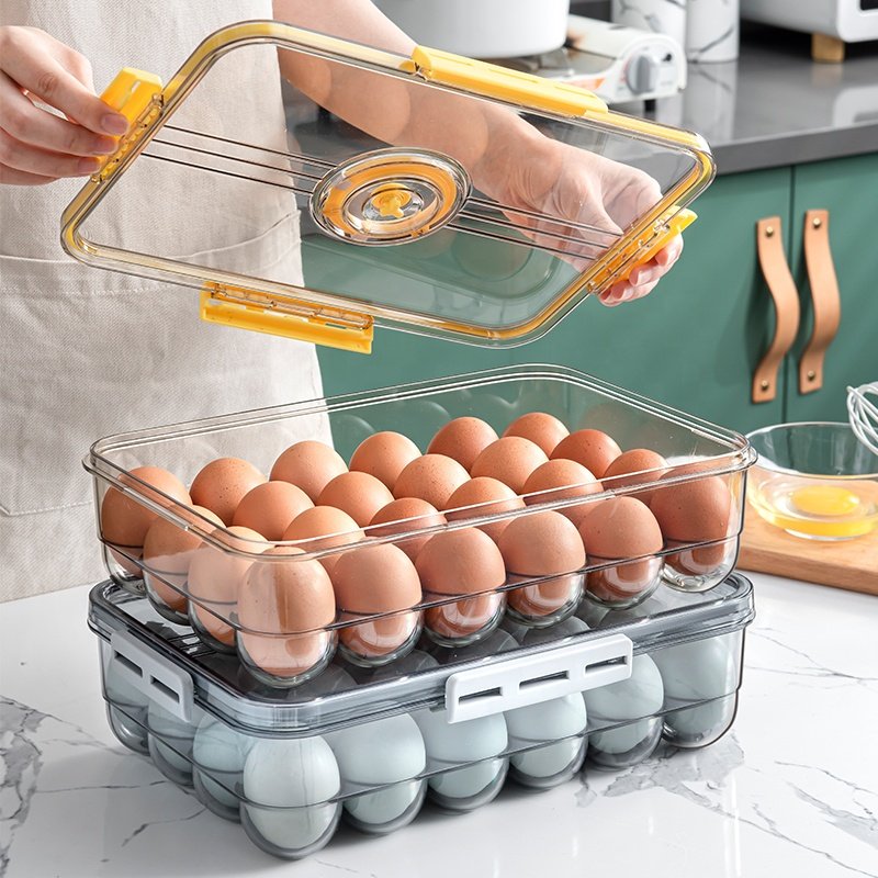 Stackable Clear Kitchen Plastic Fridge Organizer Bins Box Egg Storage Containers