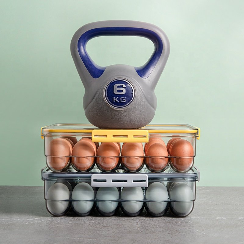 Stackable Clear Kitchen Plastic Fridge Organizer Bins Box Egg Storage Containers