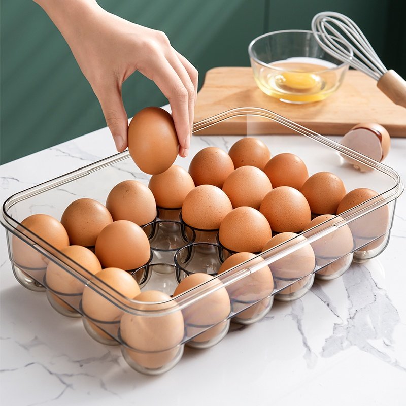 Stackable Clear Kitchen Plastic Fridge Organizer Bins Box Egg Storage Containers