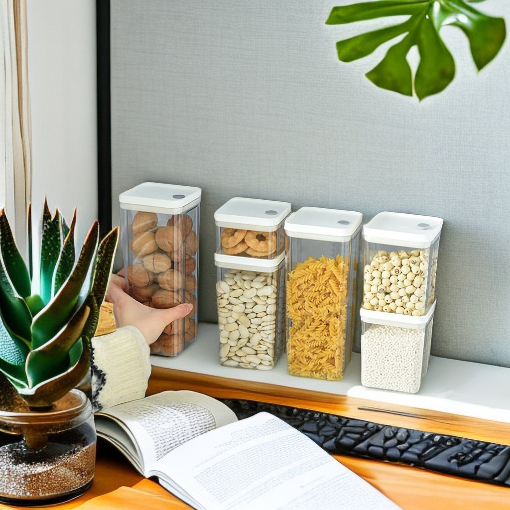 Wholesale Modern Seal Storage Bin Food Preservation Storage Tank Transparent Grains Miscellaneous Sealed Storage Jar