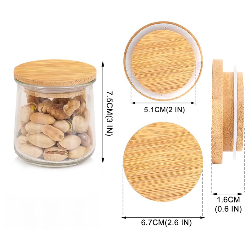 SOPEWOD Eco-Friendly Clear Glass Food Storage Jars with Airtight Bamboo Lid for Packing Candy Cookies Rice Sugar Flour Nuts