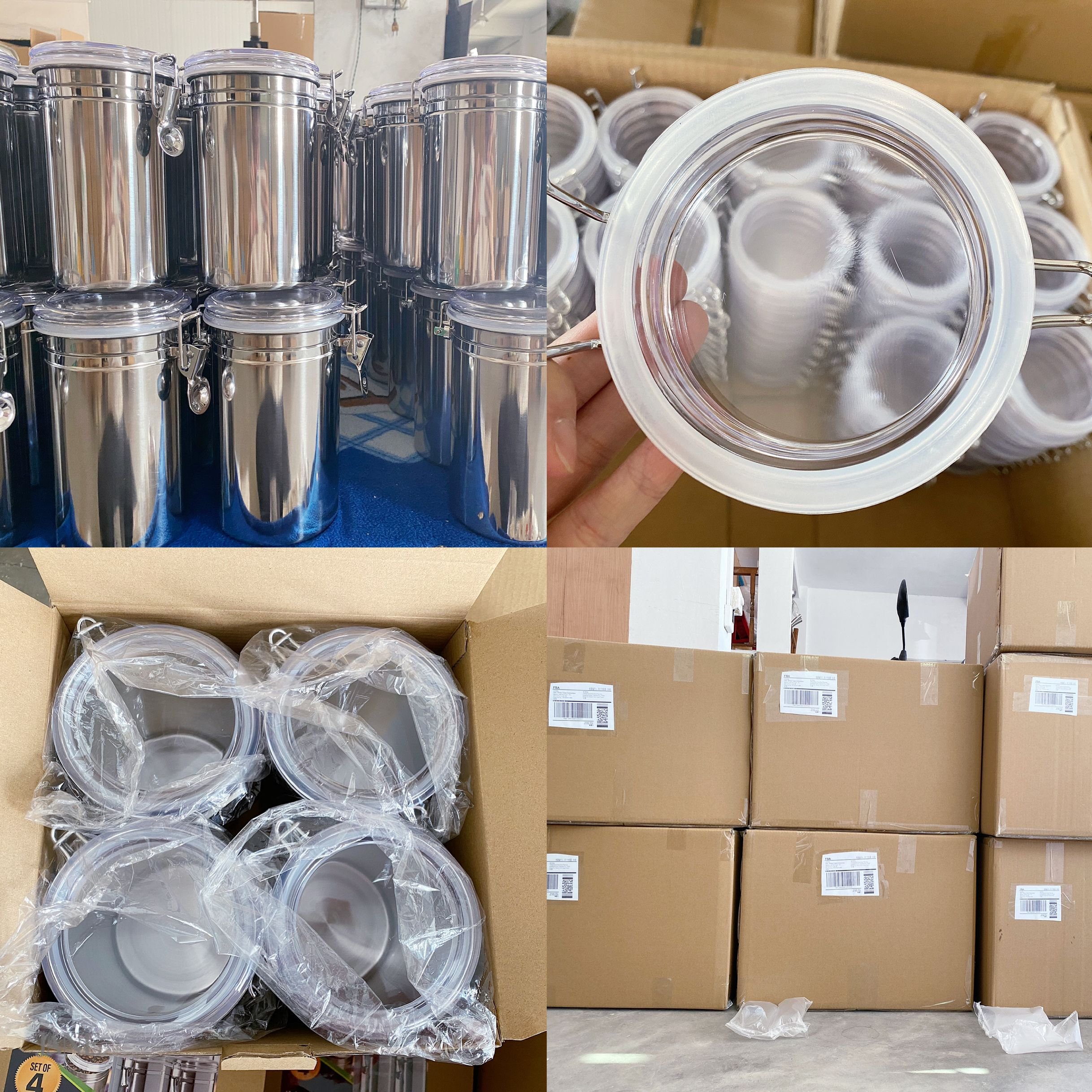 Cheaper price 5 Inch Stainless steel food canister sets metal tea coffee sugar storage jars canisters