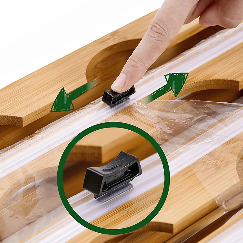 sells bamboo plastic wrap cutting integrated storage box bamboo Ziplock bag storage box