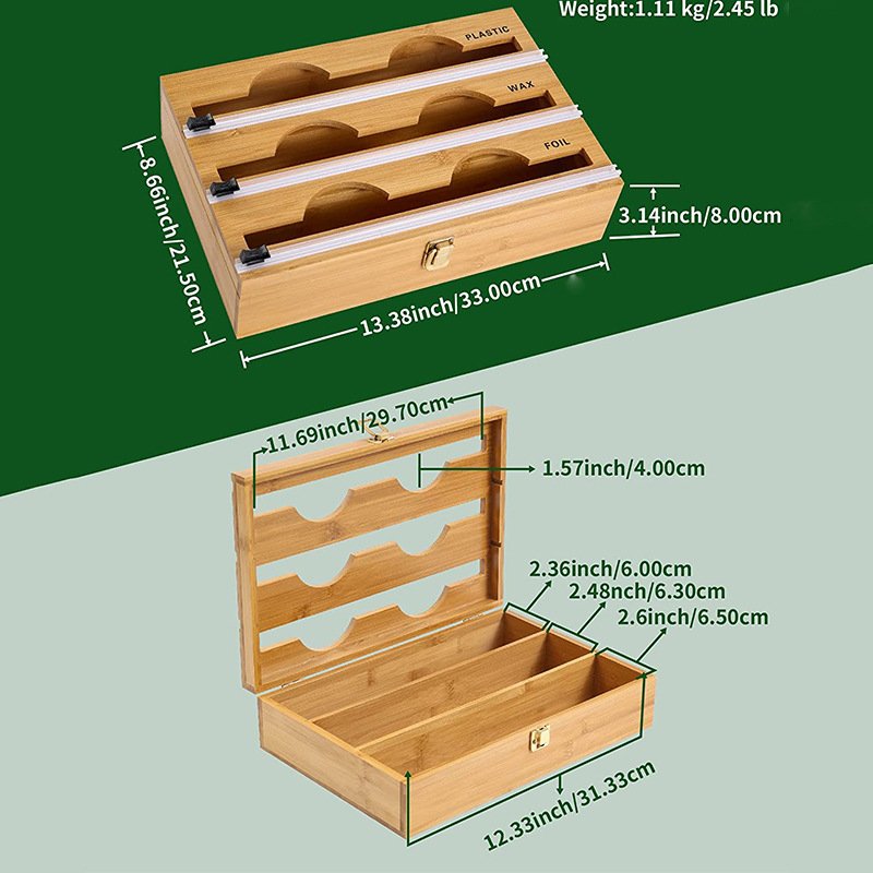 sells bamboo plastic wrap cutting integrated storage box bamboo Ziplock bag storage box