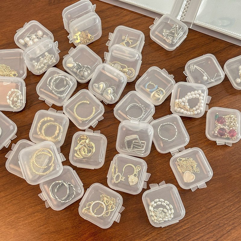 Clear Plastic Mini Rectangle Storage Boxes for Jewelry Container for Earrings Rings Beads Small Item Collections