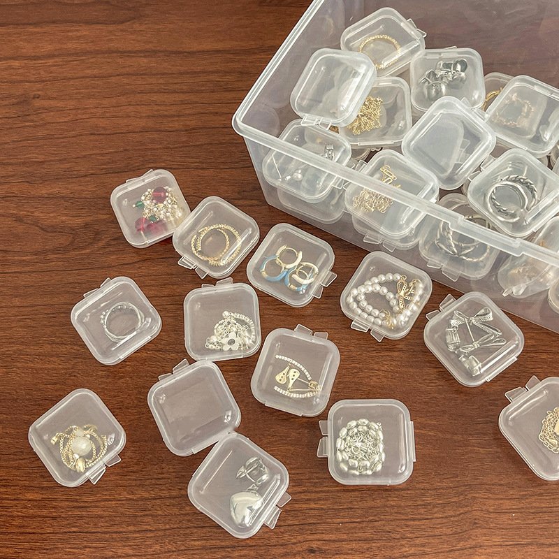Clear Plastic Mini Rectangle Storage Boxes for Jewelry Container for Earrings Rings Beads Small Item Collections