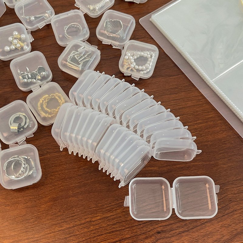 Clear Plastic Mini Rectangle Storage Boxes for Jewelry Container for Earrings Rings Beads Small Item Collections