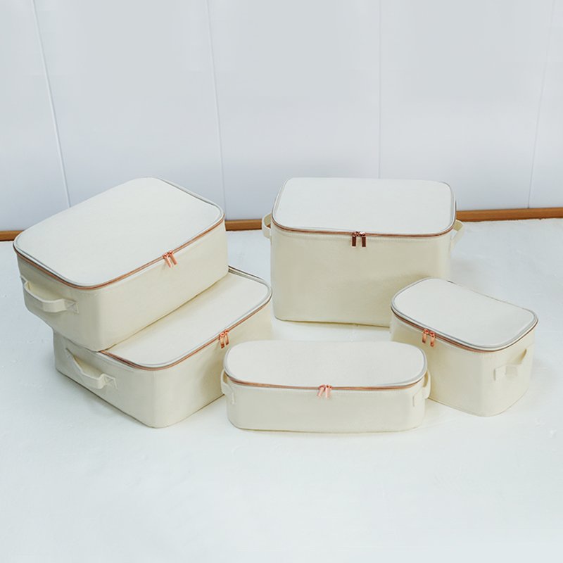 Felt Storage Box Basket Non-woven Fabric Storage Bin Felt Laundry Basket with Handle 4 PCS