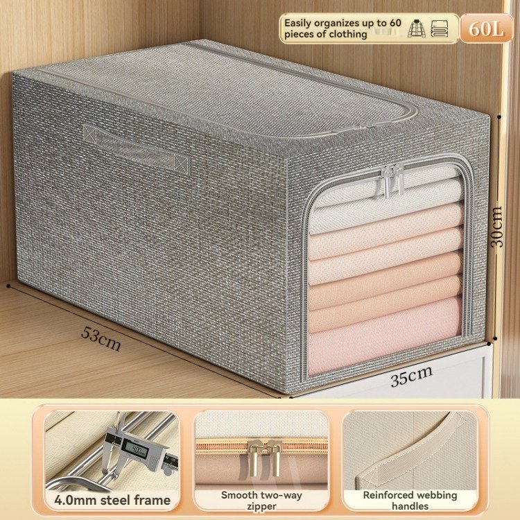 Large Collapsible Fabric Storage Bins Boxes Eco-Friendly Cotton Linen Modern Foldable Organizer Clothes