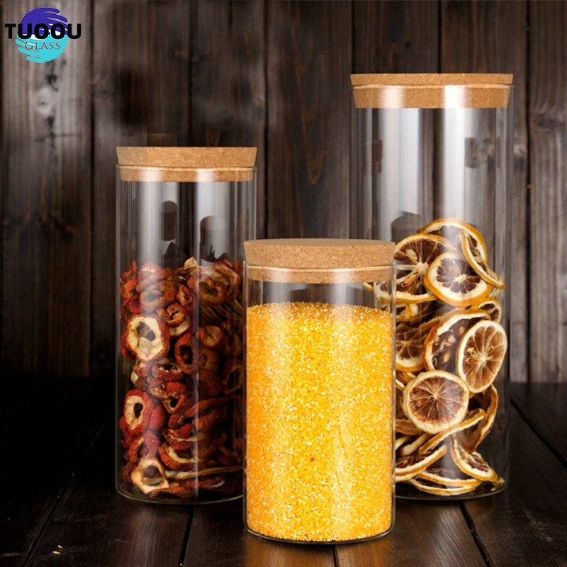 150ml-2100ml Muti-size Glass Storage Jars glass jars with Cork lids Food Container Glass storage jar