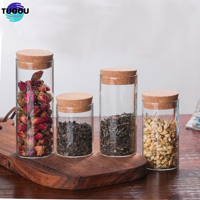 150ml-2100ml Muti-size Glass Storage Jars glass jars with Cork lids Food Container Glass storage jar